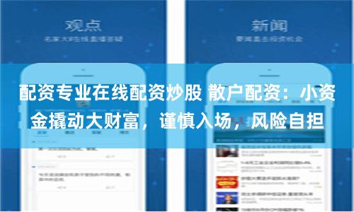配资专业在线配资炒股 散户配资：小资金撬动大财富，谨慎入场，风险自担
